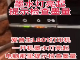 爱普生L801打印机一开机墨水灯亮起电脑那里提示检查墨量远程维修服务立马修好